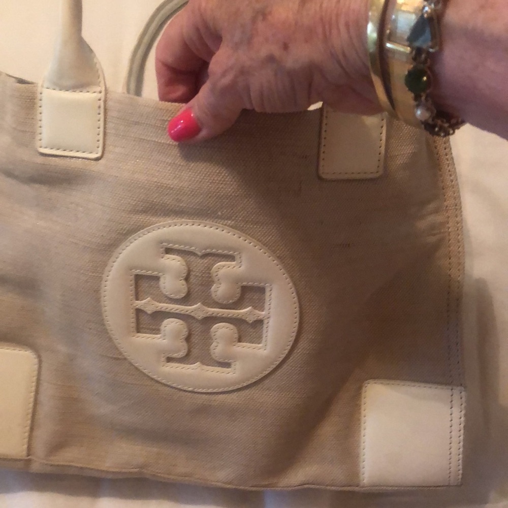 Tory Burch Linen Purse. 13” wide, 9.5” tall 5”wide. - Picture 8 of 8